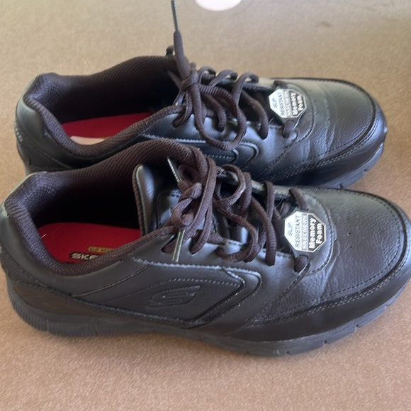 Skechers Black Sneakers with Slip-Resistant Soles Wide Width - Picture 6 of 7